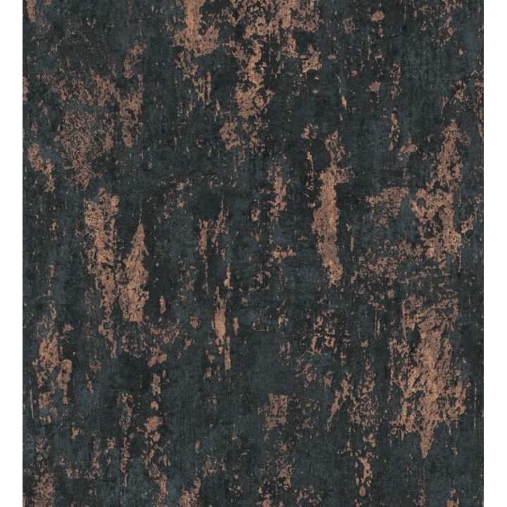 Papel pintado mineral pátina metálica cobre fondo negro carbón  - Calgary Steel 685231