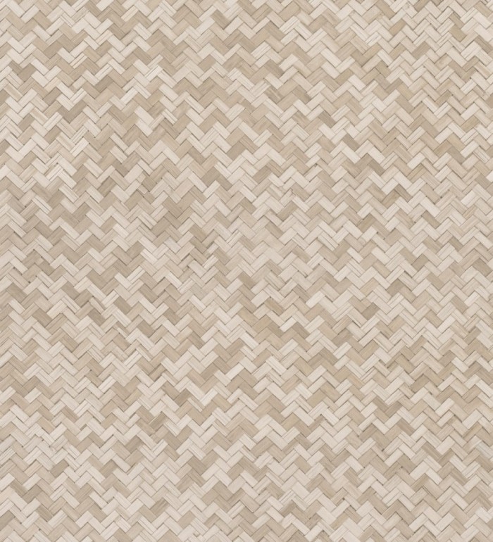 Papel pintado efecto ratán bambú beige trenzado espiga - Savile Rattan 685239