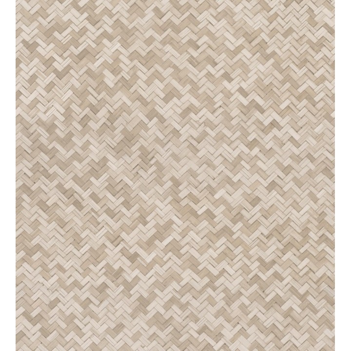 Papel pintado efecto ratán bambú beige trenzado espiga - Savile Rattan 685239