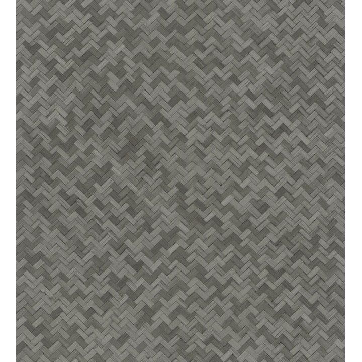 Papel pintado efecto ratán bambú antracita trenzado espiga - Savile Rattan 685240