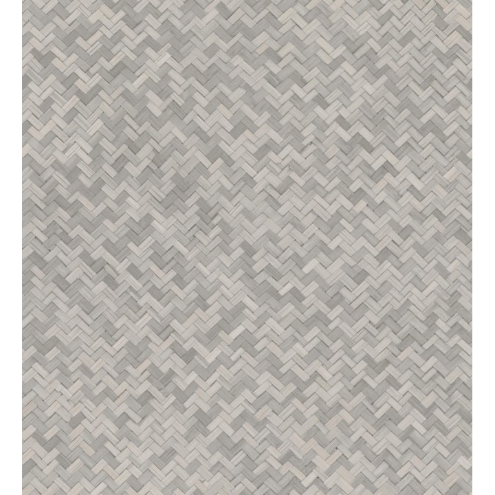 Papel pintado efecto ratán bambú gris visón trenzado espiga - Savile Rattan 685241