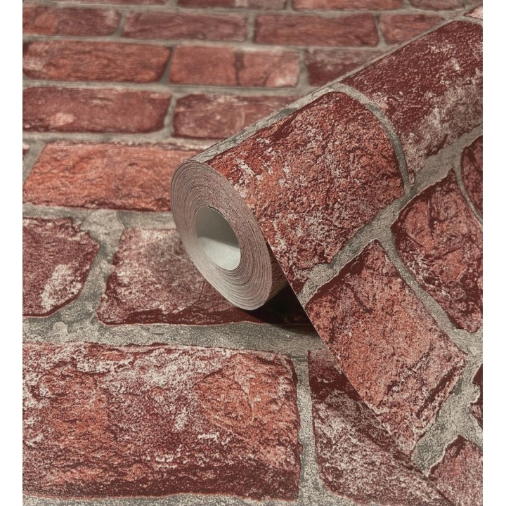 Papel pintado ladrillo rojo rústico industrial texturizado efecto realista - London Factory 685244