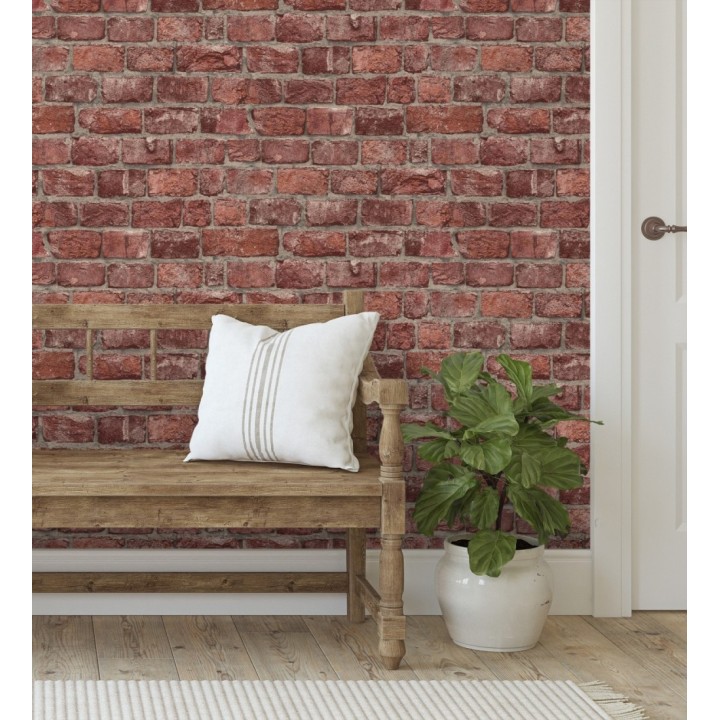 Papel pintado ladrillo rojo rústico industrial texturizado efecto realista - London Factory 685244