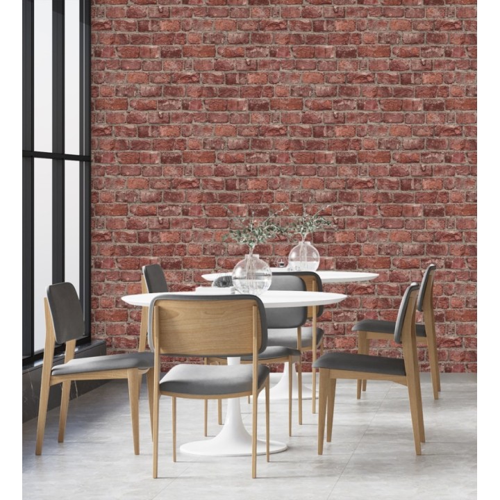 Papel pintado ladrillo rojo rústico industrial texturizado efecto realista - London Factory 685244