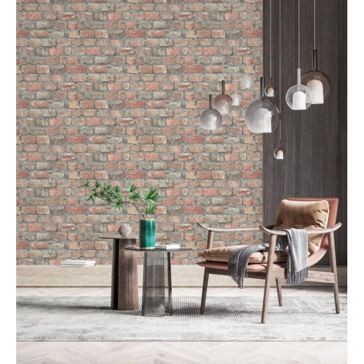 Papel pintado ladrillo realista estilo rústico industrial texturizado efecto realista - London Factory 685245