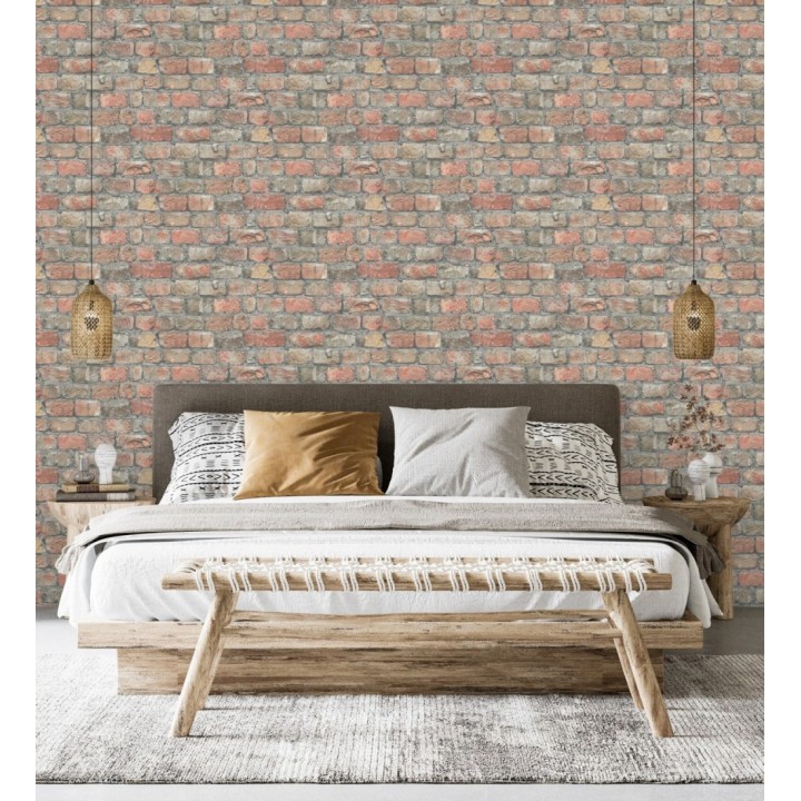 Papel pintado ladrillo realista estilo rústico industrial texturizado efecto realista - London Factory 685245