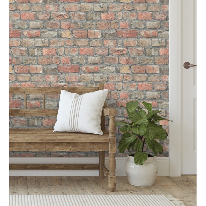 Papel pintado ladrillo realista estilo rústico industrial texturizado efecto realista - London Factory 685245