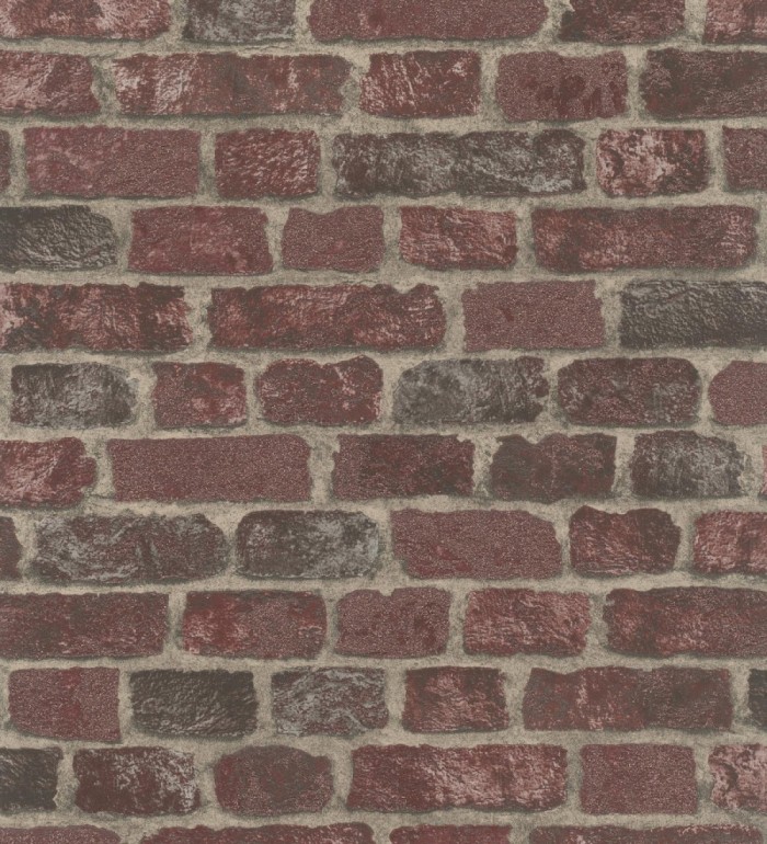 Papel pintado muro de ladrillos rojo granate relieve y tacto arenoso - Salem Brick 685247