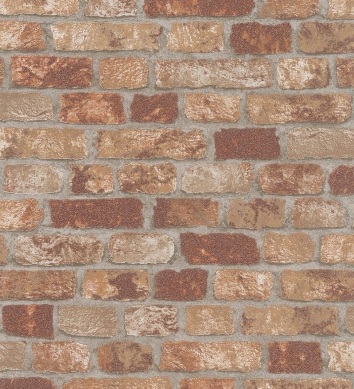 Papel pintado muro de ladrillos tono terracota relieve y tacto arenoso - Salem Brick 685248