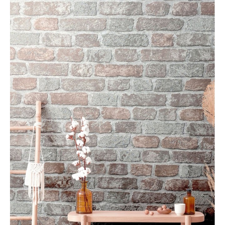 Papel pintado muro de ladrillos en relieve y tacto arenoso - Salem Brick 685249