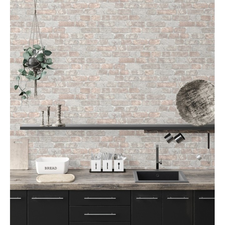 Papel pintado muro de ladrillos en relieve y tacto arenoso - Salem Brick 685249