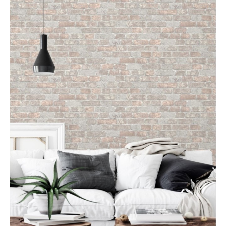 Papel pintado muro de ladrillos en relieve y tacto arenoso - Salem Brick 685249