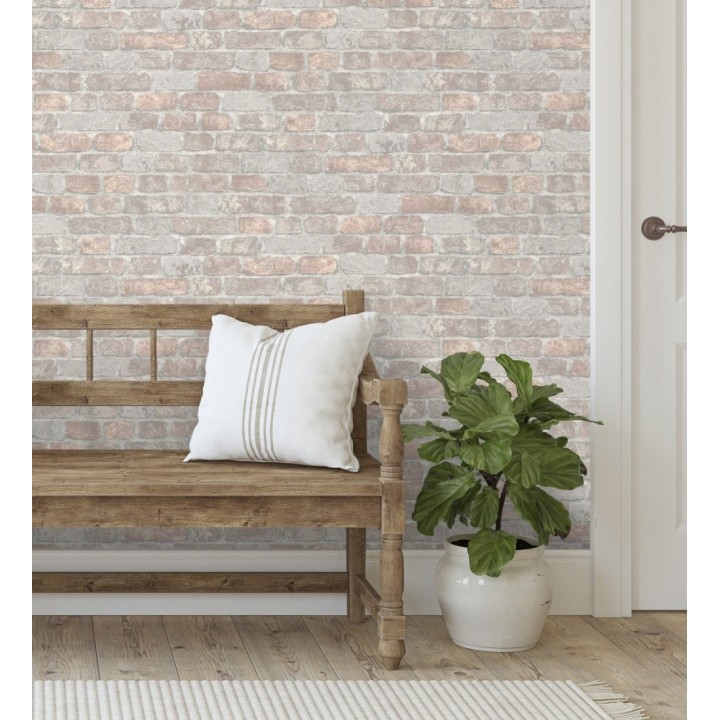 Papel pintado muro de ladrillos en relieve y tacto arenoso - Salem Brick 685249