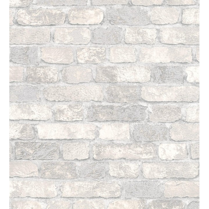 Papel pintado muro de ladrillos gris y beige relieve y tacto arenoso - Salem Brick 685250