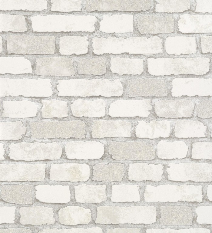 Papel pintado muro de ladrillos blanco roto relieve y tacto arenoso - Salem Brick 685251