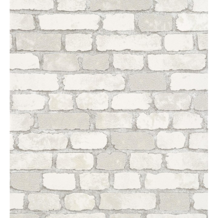 Papel pintado muro de ladrillos blanco roto relieve y tacto arenoso - Salem Brick 685251