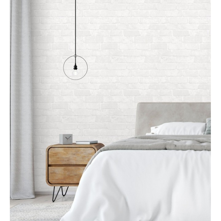 Papel pintado ladrillo blanco textura mineral - Vancouver Brick 685253