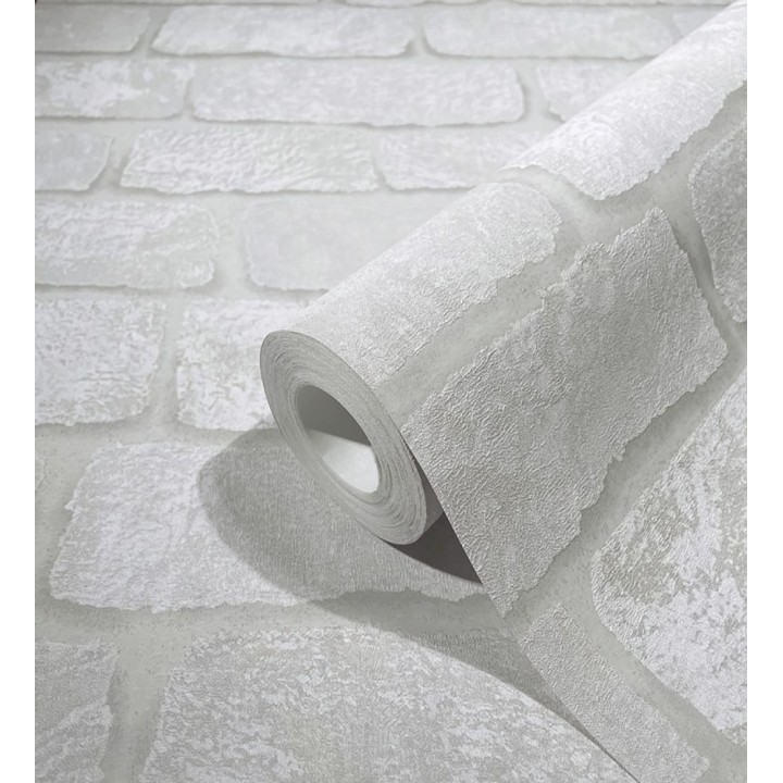 Papel pintado ladrillo gris textura mineral - Vancouver Brick 685254