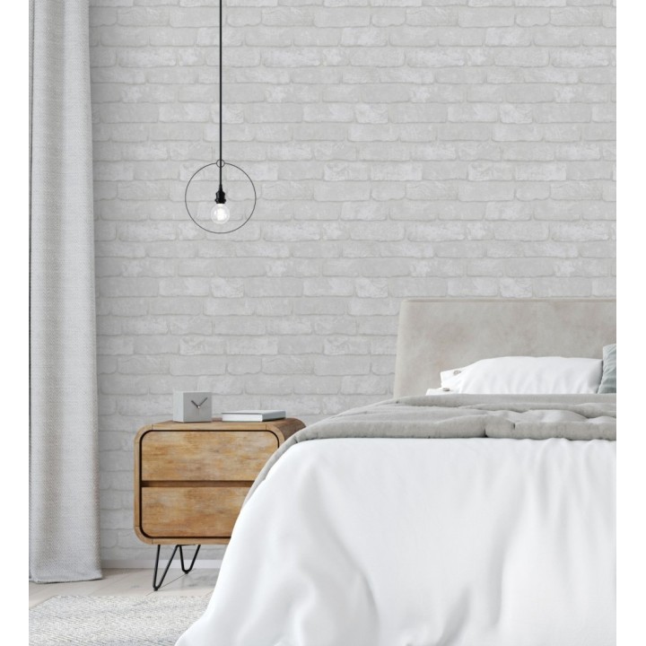 Papel pintado ladrillo gris textura mineral - Vancouver Brick 685254