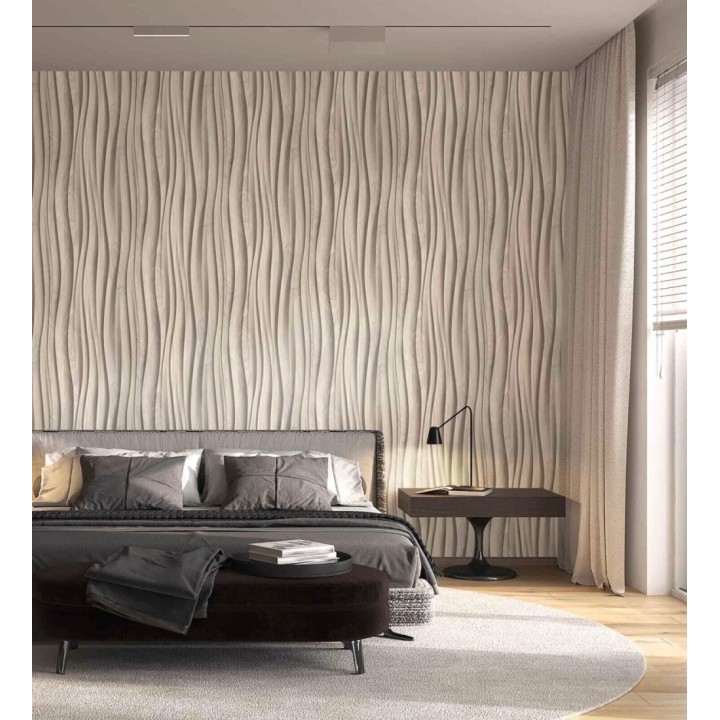 Papel pintado madera 3D ondas de fresno natural moderno - Kobe Drift 685256