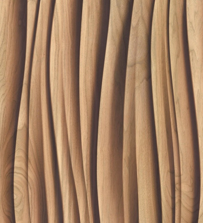 Papel pintado madera de Teca 3D ondas de fresno natural moderno - Kobe Drift 685257