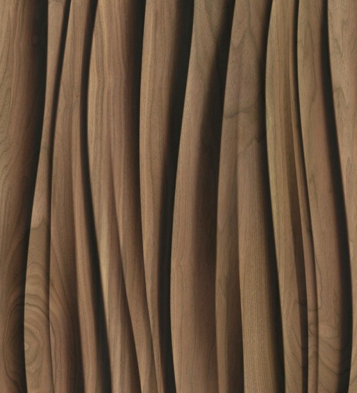 Papel pintado madera wengué 3D ondas de fresno natural moderno - Kobe Drift 685258