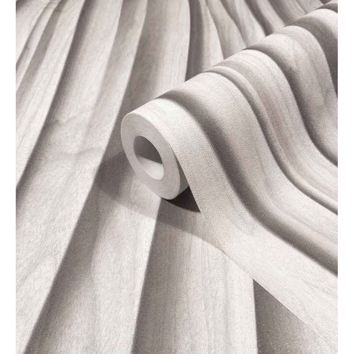 Papel pintado madera de roble gris 3D ondas de fresno natural moderno - Kobe Drift 685259