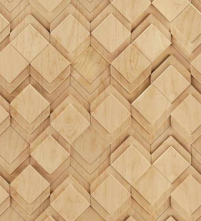 Papel pintado rombos de madera roble natural efecto escultórico 3D - Marcus Facet 685260