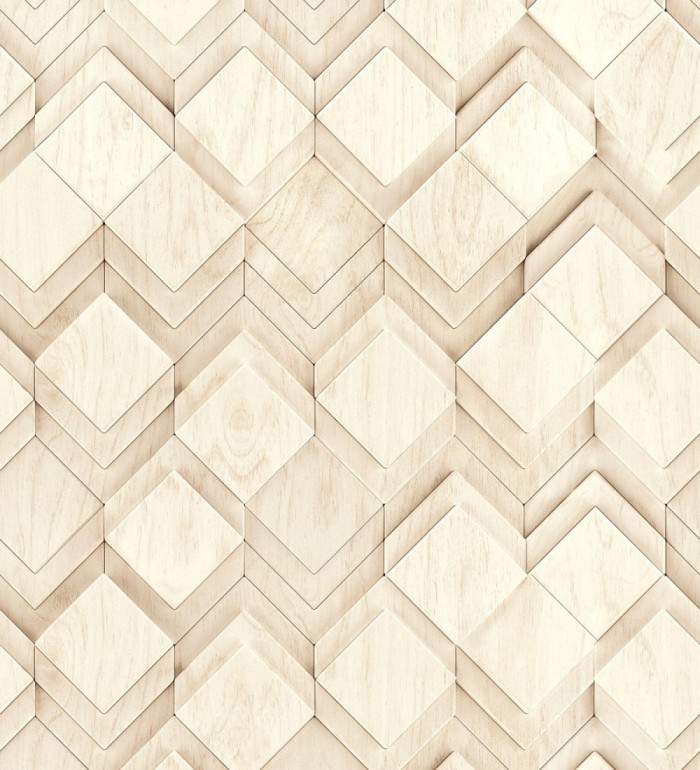 Papel pintado rombos de madera haya cálida efecto escultórico 3D - Marcus Facet 685261