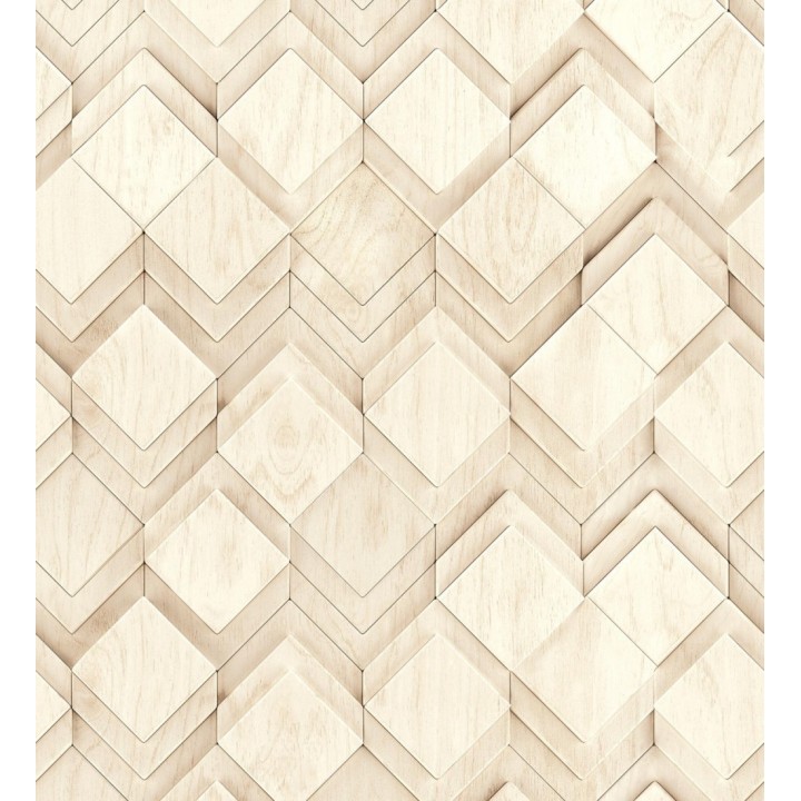 Papel pintado rombos de madera haya cálida efecto escultórico 3D - Marcus Facet 685261