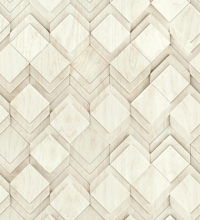 Papel pintado rombos de madera fresno claro efecto escultórico 3D - Marcus Facet 685262