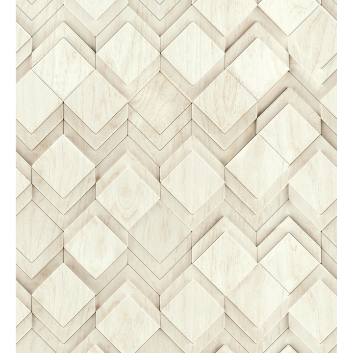 Papel pintado rombos de madera fresno claro efecto escultórico 3D - Marcus Facet 685262