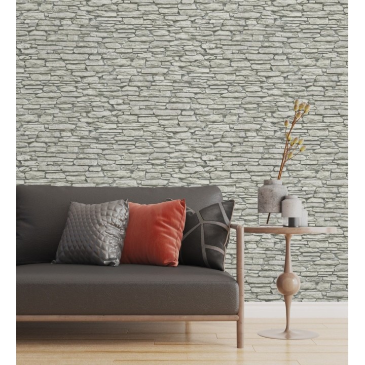 Papel pintado piedra pizarra gris rústica - Columbus Street 685264