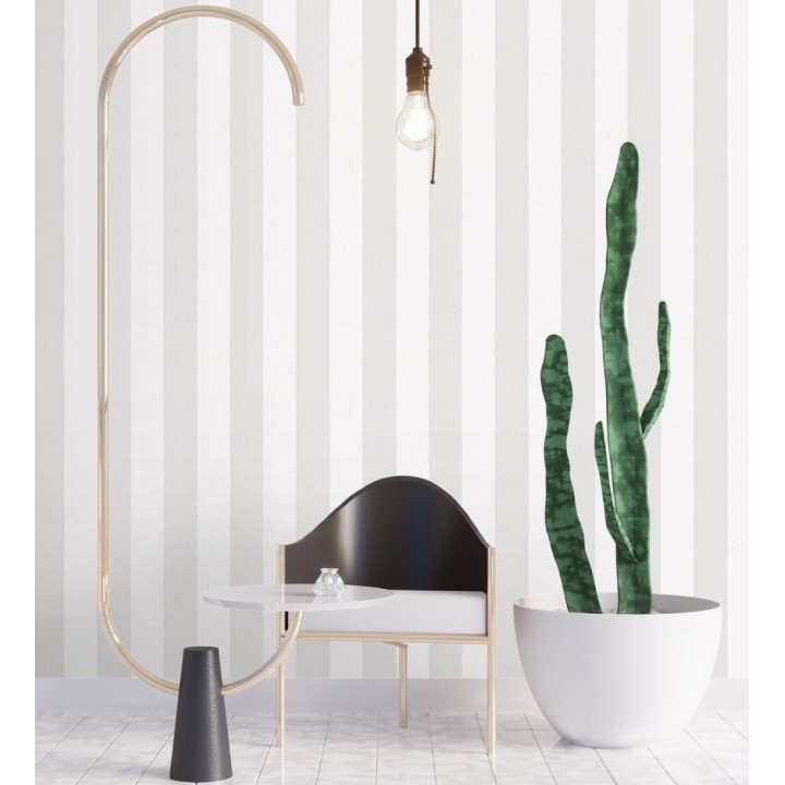 Papel pintado de rayas grises y blanca textura textil suave - Soren Stripe 685271