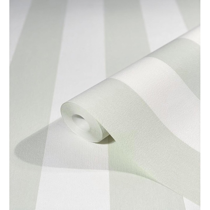 Papel pintado de rayas verdes y blanca textura textil suave - Soren Stripe 685275