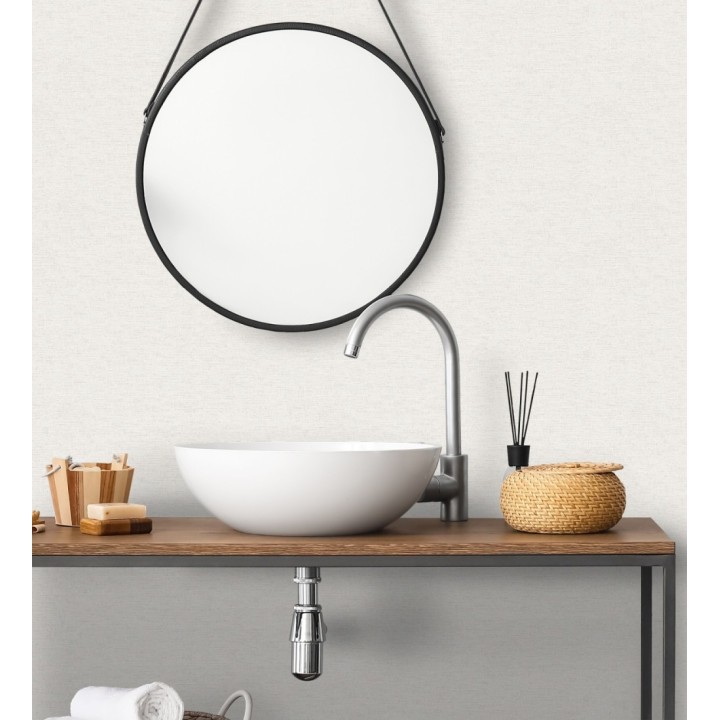 Papel pintado liso con textura lienzo pintado color blanco hueso - Brighton Porcelain 685284