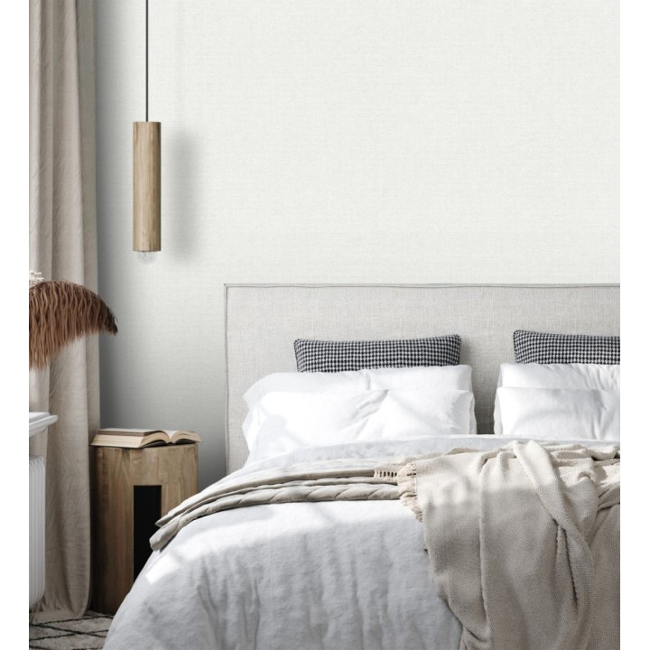 Papel pintado liso blanco nieve efecto textil hilos de lino y algodón - Raffton Shadow 685285