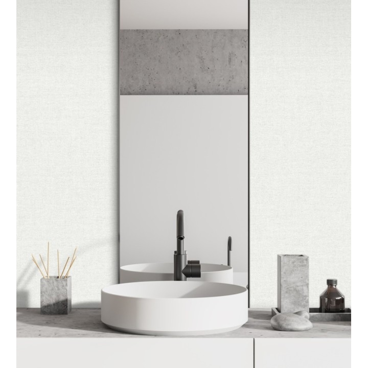 Papel pintado liso blanco nieve efecto textil hilos de lino y algodón - Raffton Shadow 685285