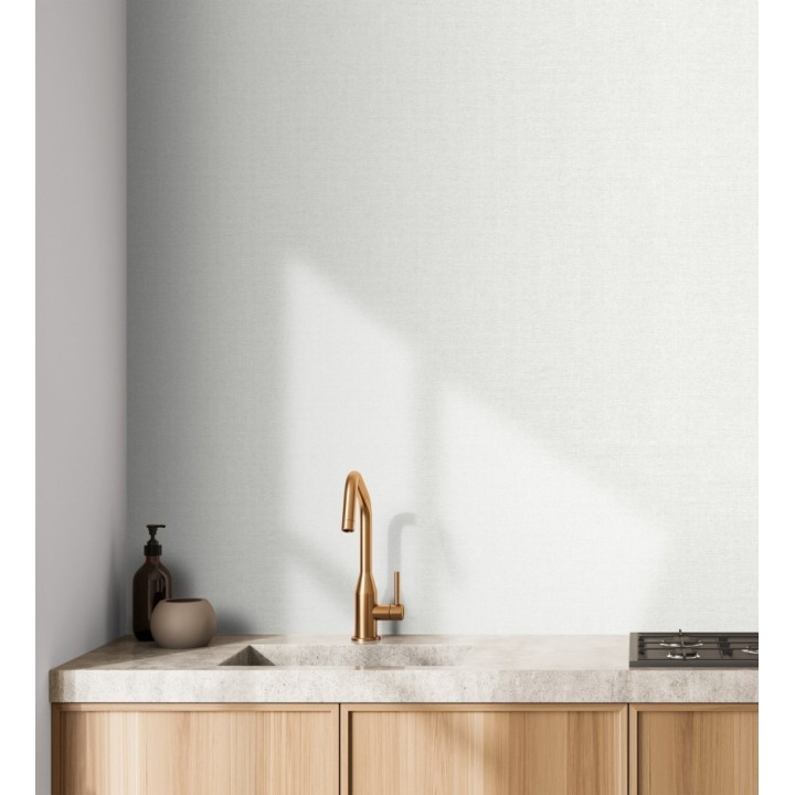 Papel pintado liso blanco nieve efecto textil hilos de lino y algodón - Raffton Shadow 685285