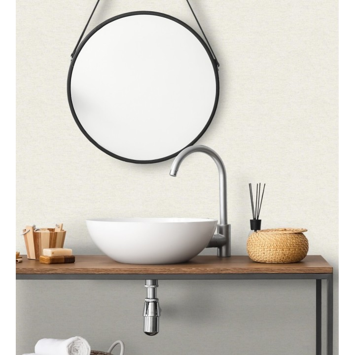 Papel pintado liso con textura lienzo pintado color marfil neutro - Brighton Porcelain 685286