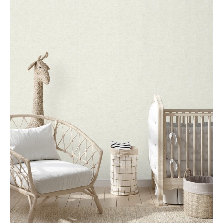 Papel pintado liso blanco roto efecto textil hilos de lino y algodón - Raffton Linen 685287