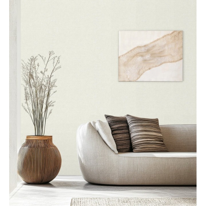 Papel pintado liso blanco roto efecto textil hilos de lino y algodón - Raffton Linen 685287