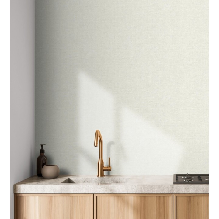 Papel pintado liso blanco roto efecto textil hilos de lino y algodón - Raffton Linen 685287