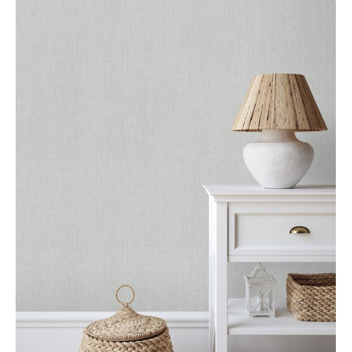 Papel pintado liso de microfibras textiles tintadas gris bruma - Melbourne Graphite 685291