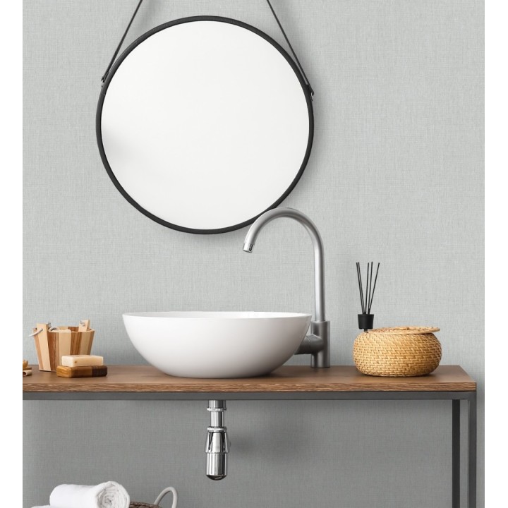 Papel pintado liso de microfibras textiles tintadas gris bruma - Melbourne Graphite 685291