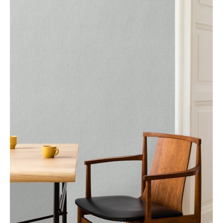 Papel pintado liso de microfibras textiles tintadas gris bruma - Melbourne Graphite 685291