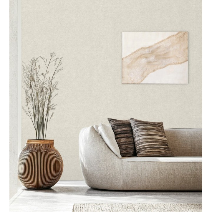 Papel pintado liso blanco pergamino efecto textil hilos de lino y algodón - Raffton Shadow 685292