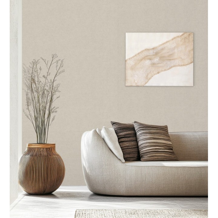 Papel pintado liso greige suave efecto textil hilos de lino y algodón - Raffton Shadow 685294