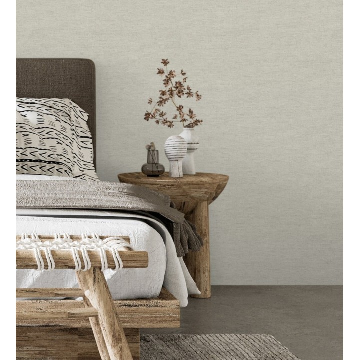 Papel pintado liso con textura lienzo pintado color greige - Brighton Porcelain 685295