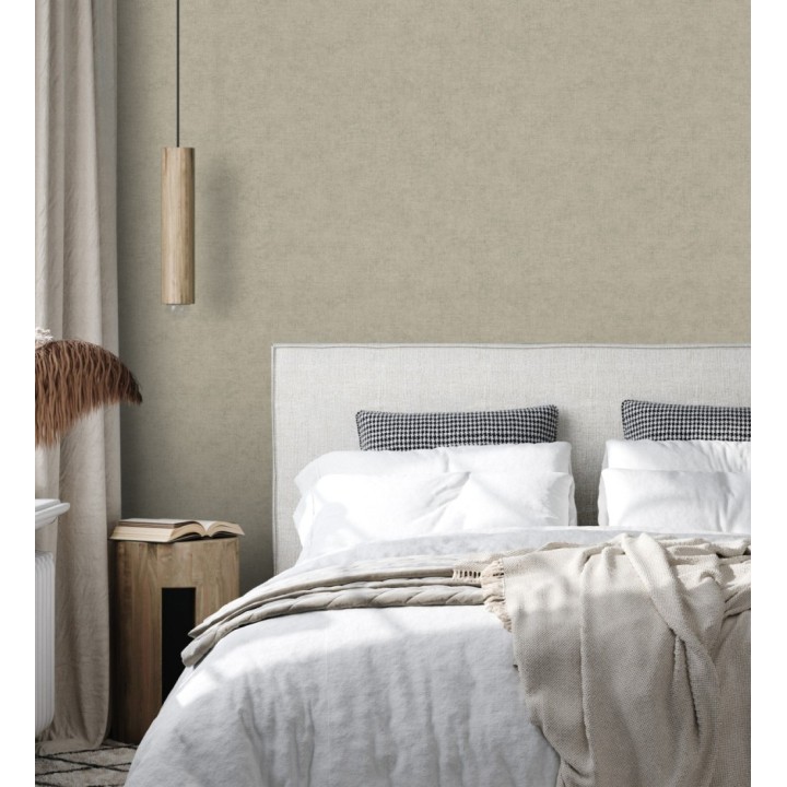 Papel pintado liso tono gris cemento efecto textil hilos de lino y algodón - Raffton Shadow 685296